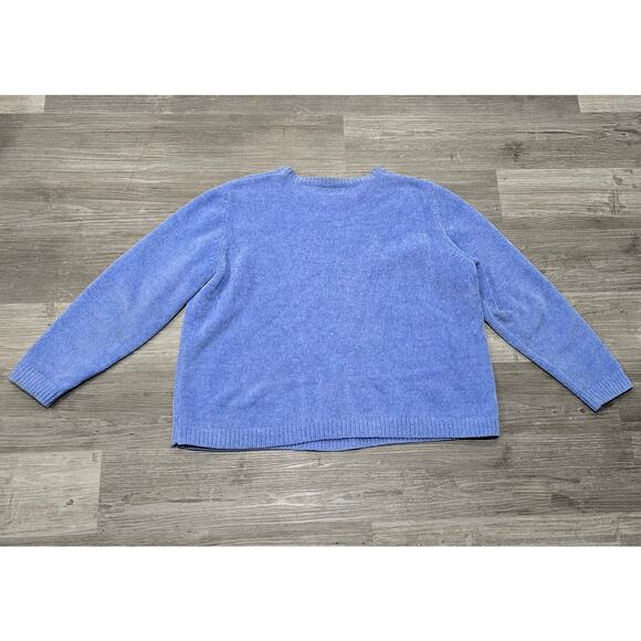 Alfred Dunner Blue Floral Crew Neck Formal Sweater - Picture 3 of 7